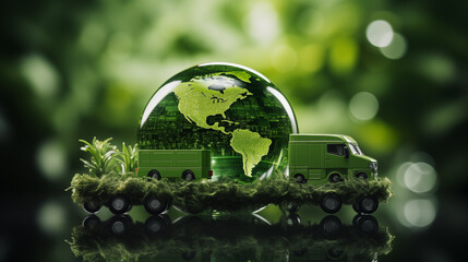 Green Environment Concept with a Glass Globe Surrounded by Lush Grass and Sunlight Reflections