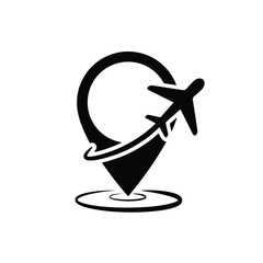 travel icon. location and plane.  Vacation vector Contains designs, travel, holidays, summer, holidays, tourism and more. solid design style
