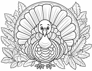 Obraz premium Fun turkey illustration for coloring 