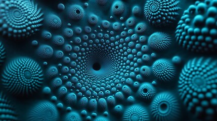 Cyan circles arranged in a concentric pattern for a striking visual effect. 