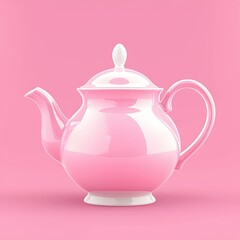 Obraz premium Elegant Pink Teapot on a Soft Pink Background for Vintage Decor