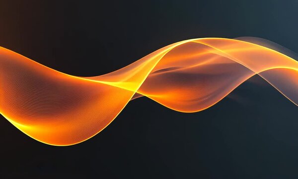 Abstract orange wave flowing on dark background. Abstract background