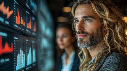 Business Team Analyzing Sales Figures on Large Screens