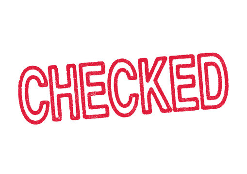 Vector illustration of the word Checked in red ink stamp