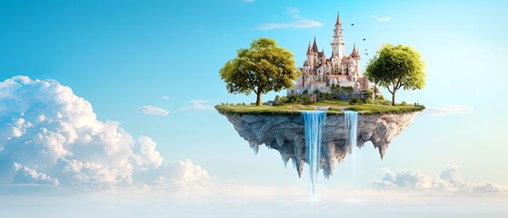 Dreamy Floating Islands with Cascading Waterfalls