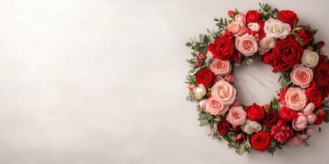 Vibrant Red and Pink Roses Arranged in Circular Pattern Perfect for Celebrations, Decorations, or Floral Design Inspirations