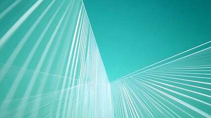 Obraz premium Cyan intersecting lines arranged in a gradient pattern for a striking visual effect. 