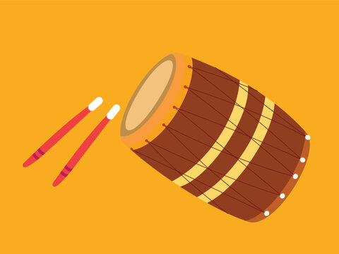 Vector Illustration for Happy Lohri. Indian traditional drum or dholak or dhol