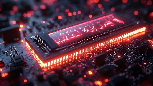 Computer Chip Merging with DNA Strand in Binary Code Backdrop Symbolizing Data Technology Convergence