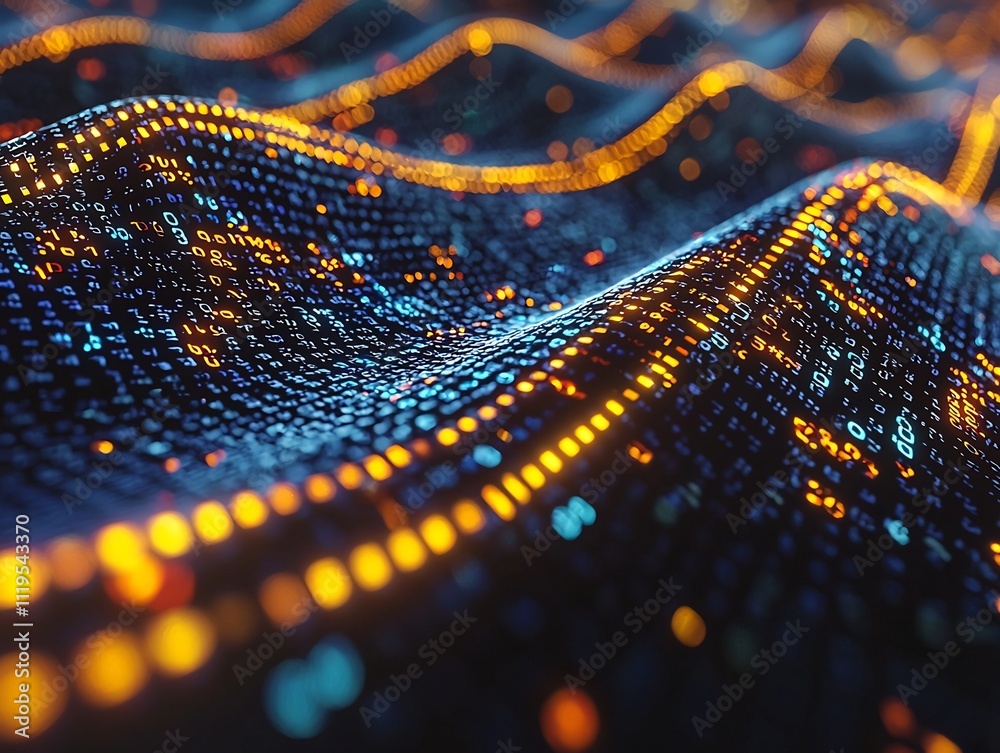 Poster holographic dna strand surrounded by floating binary code visualizing data storage concept