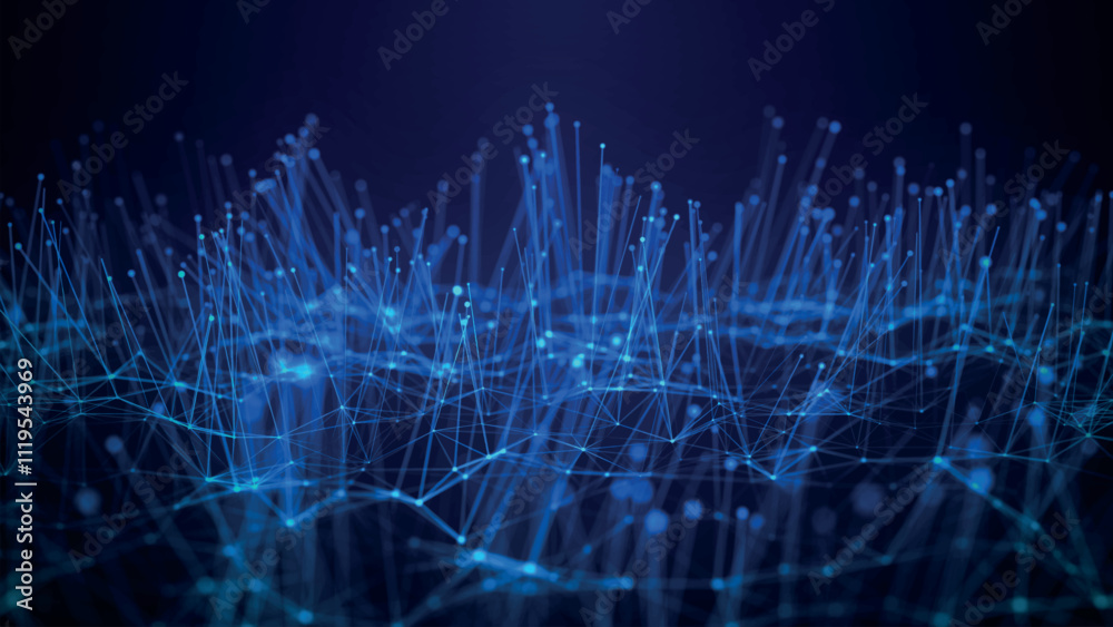 Poster molecular background with growing microorganisms. abstract background with connected dots and lines.