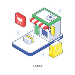 E Shop isometric Colored illustration. EPS File stock illustration