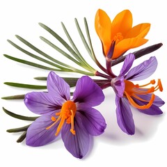 Fototapeta premium Premium saffron threads on white backdrop 