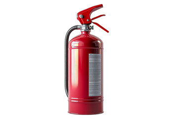 Red fire extinguisher on transparent background