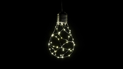 light bulb made of string lights isolated on black