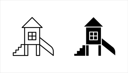 Kid playground icons set. Kindergarten outdoor recreation area icons set. vector illustration on white background