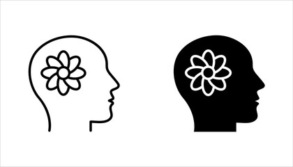 Mental health icon set. Collection of meditation, vector illustration on white background
