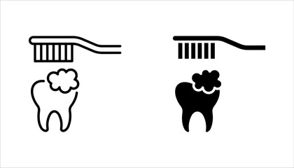 Teeth cleaning linear icon set. Professional dental care. vector illustration on white background