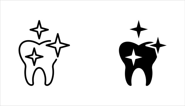 Teeth cleaning linear icon set. Professional dental care. vector illustration on white background