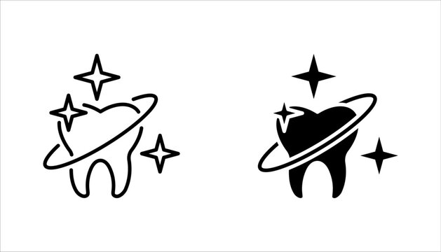 Teeth cleaning linear icon set. Professional dental care. vector illustration on white background
