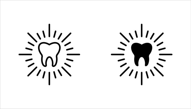 Teeth cleaning linear icon set. Professional dental care. vector illustration on white background