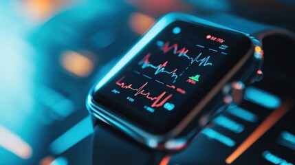 Wearable technology concept with a sleek smartwatch monitoring health metrics in real time