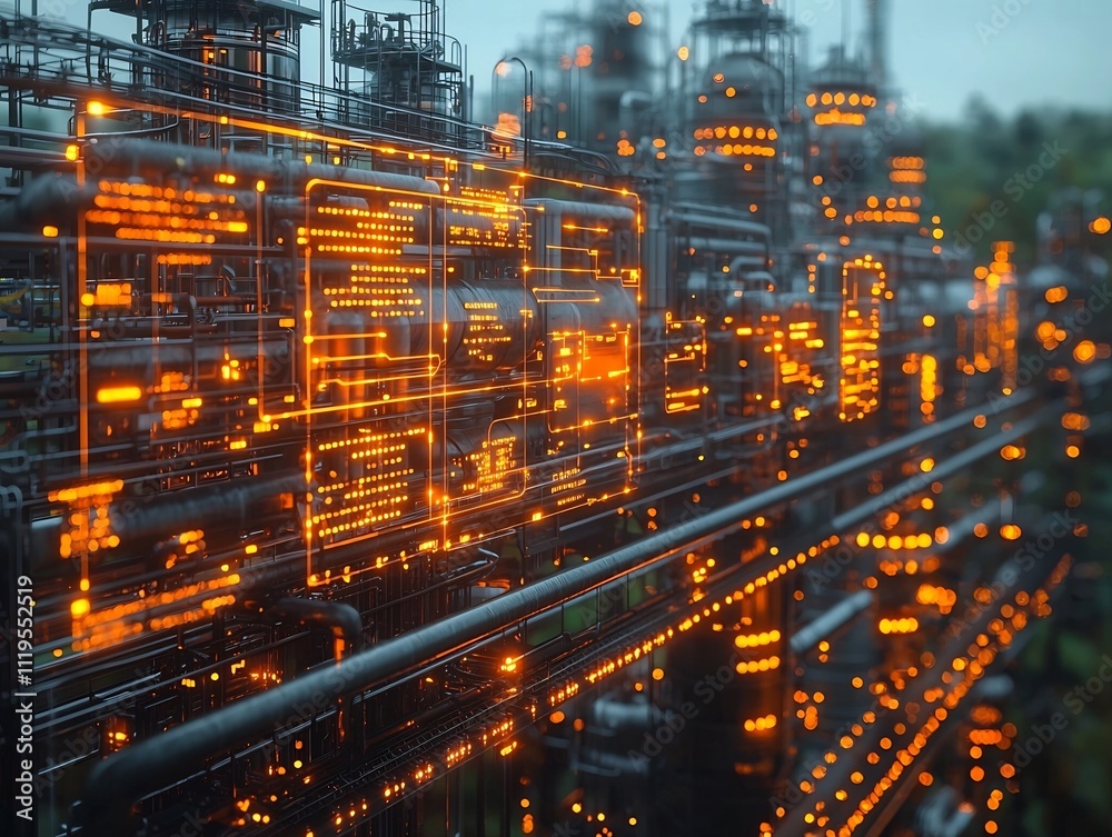 Poster futuristic smart grid hub with ai powered holographic interfaces monitoring energy flow and distribu