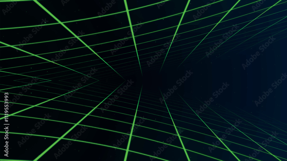 Poster retro perspective grid in infinity. abstract landscape grid lines, background image. digital wirefra