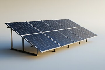Fototapeta premium Blue solar panels on stand with gradient background