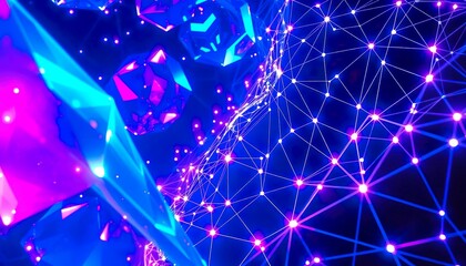 Crystalized Harmony A Digital Landscape of Polygonal Crystals and Organic Vines