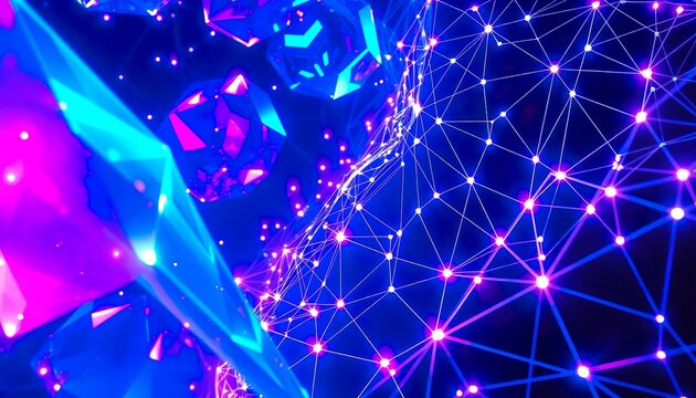 Crystalized Harmony A Digital Landscape of Polygonal Crystals and Organic Vines