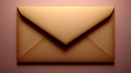 A closed, tan envelope on a pink background.