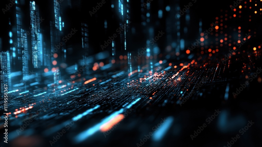 Aufkleber Exploring technology insights dynamic data flow visualization in a futuristic digital environment