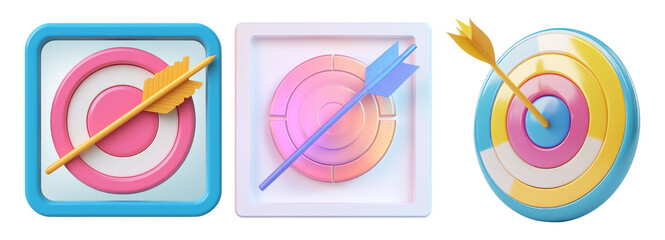 Fototapeta premium Colorful Archery Target with Arrow on Transparent Background