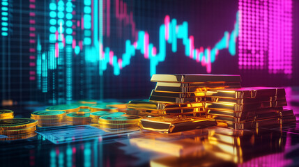 Gold Bars and Coins with Stock Market Data