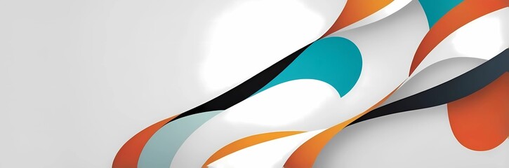 Trendy modern wide minimal white background abstract wallpaper with color wave digital arts 3:1	
