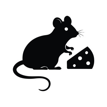 black mouse eating cheese clip art preview