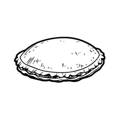 Dutch Kroket Filled with Meat Ragout – A Crispy, Breaded Delicacy Popular in the Netherlands Black Outline Vector Illustration