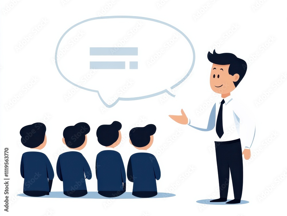 Poster a group of individuals attentively listening to a speaker, who is engaging them with a dialogue in a