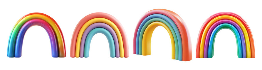 Obraz premium Colorful Rainbows on Transparent Background