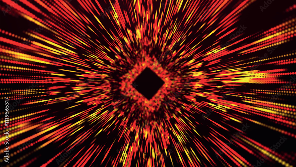 Poster colorful square tunnel background. abstract digital background. big data visualization. data flow in