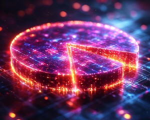 Glowing Pie Chart Floating in Zero Gravity Symbolizing Digital Data Transformation