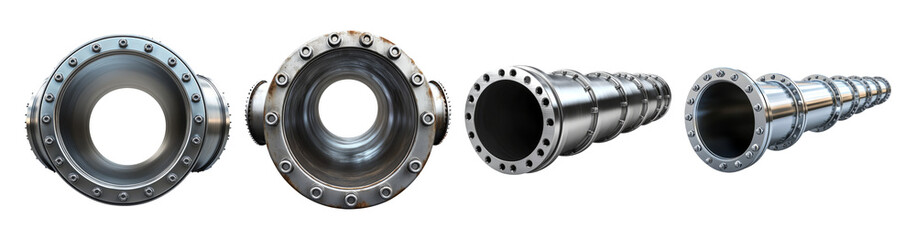 Obraz premium Metallic Pipe with Flanges on Transparent Background