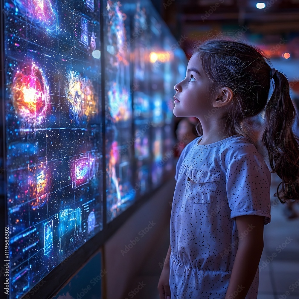 Poster students interacting with floating holographic puzzles in a futuristic classroom exploring knowledge