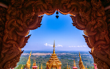 The most beautiful Viewpoint Wat Phra That Doi Phra Chan,Buddhist temple in Lampang, Thailand 