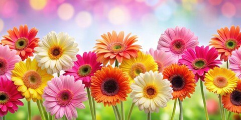 Border Vibrant Gerberas Full Bloom