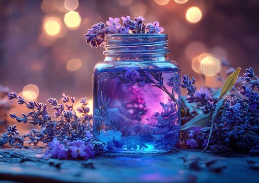 Ethereal color-blending herbal elixir with soft, dreamy color gradients and mystical light effects