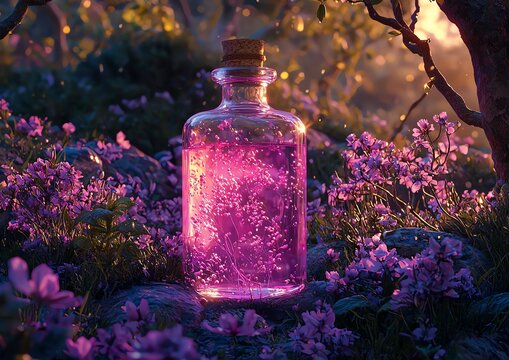 Ethereal color-blending herbal elixir with soft, dreamy color gradients and mystical light effects