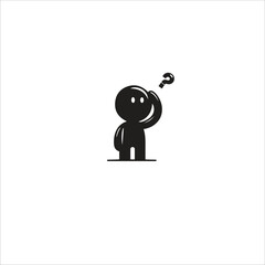 Minimalist illustration of a figure raising a hand with a question mark, symbolizing confusion or curiosity. Ideal for use in educational or problem-solving contexts.
