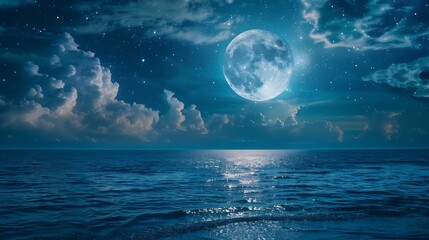 full moon over sea